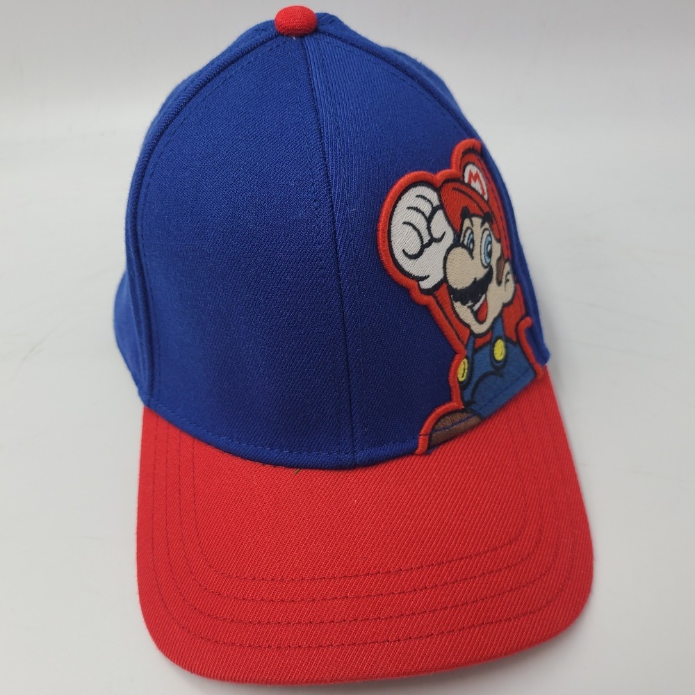 Super Mario Hat (Seems L-XL) Flex Fitted‎ Wool Blend Video Game Blue Red Casual